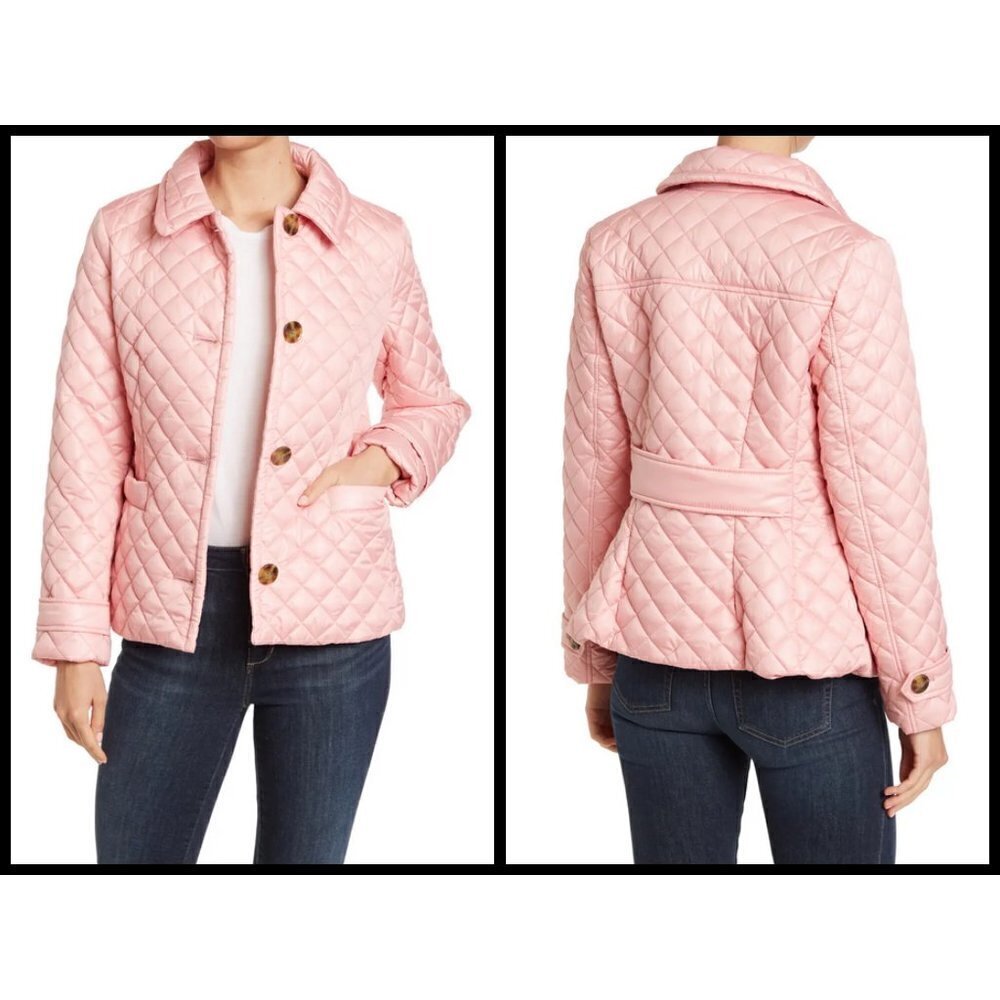 💕KATE SPADE💕 Button Down Diamond Quilted Coat ~ Medium Pink XL NWT